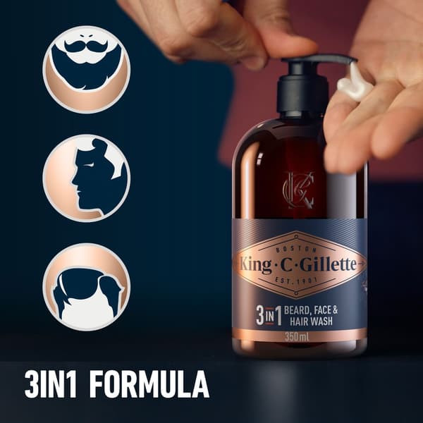 3-i-1 skæg-, ansigts- og hårvask