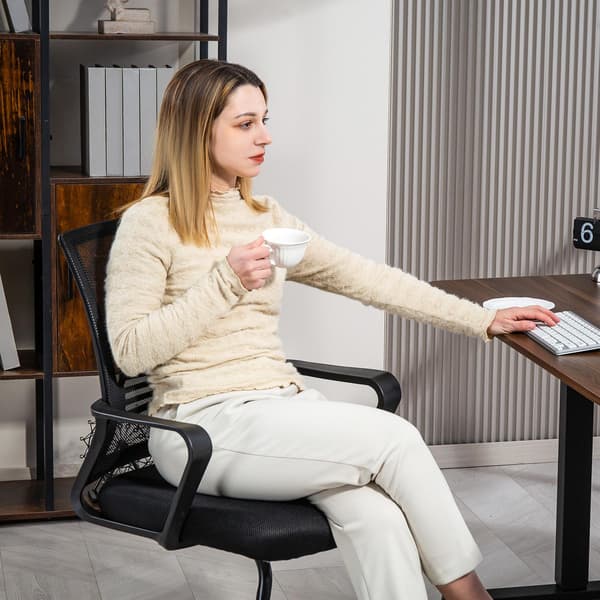 Ergonomisk netstol, skum, metalben, sort