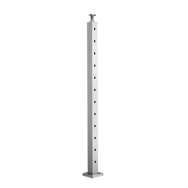 Kabelgelænderstolpe, 42x2x2 tommer, 30 huller, 304 rustfrit stål