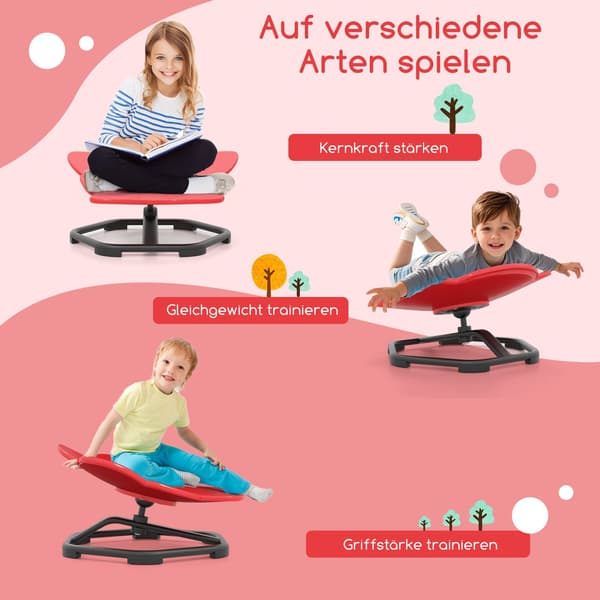 360° sensorisk drejestol til børn, rødt elefantdesign
