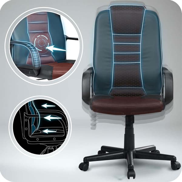 Ergonomisk kontorstol, sortbrun, justerbar højde