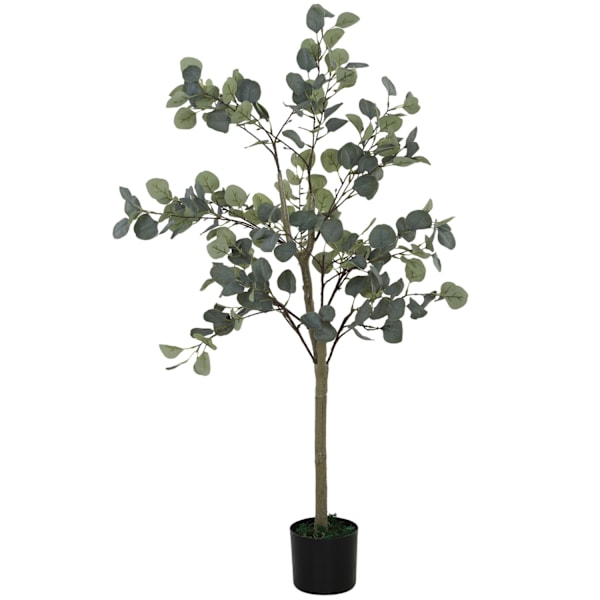 Keinotekoinen eukalyptuspuu Suuri 150 cm Keinotekoinen kasvi Keinotekoiset kasvit Eukalyptus ruukussa, tekopuu kuin todellinen tekonurmella, sementti