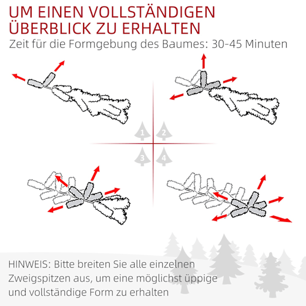 Konstgjord julgran, 180 cm julgran med 1050 spetsar, vikbar stålbas, flamskyddsmedel, för juldekoration, inomhus, grön