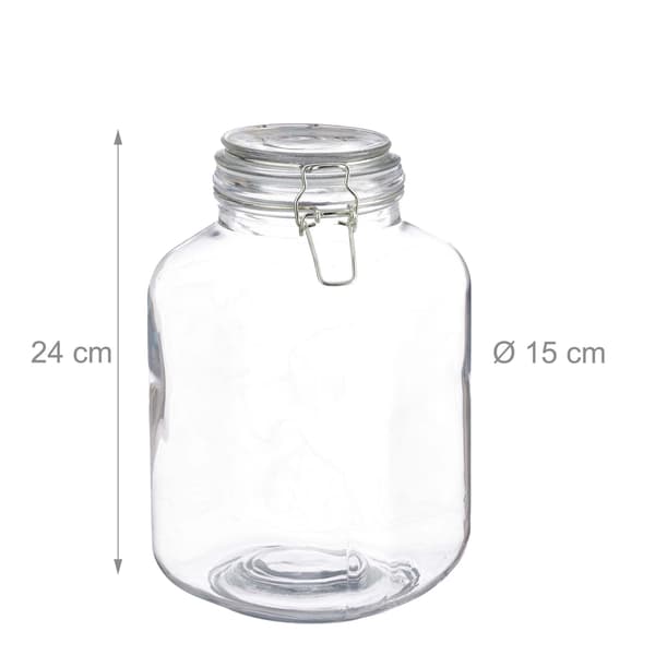 Set med 2 stora konserveringsburkar i glas med lock, 3 l