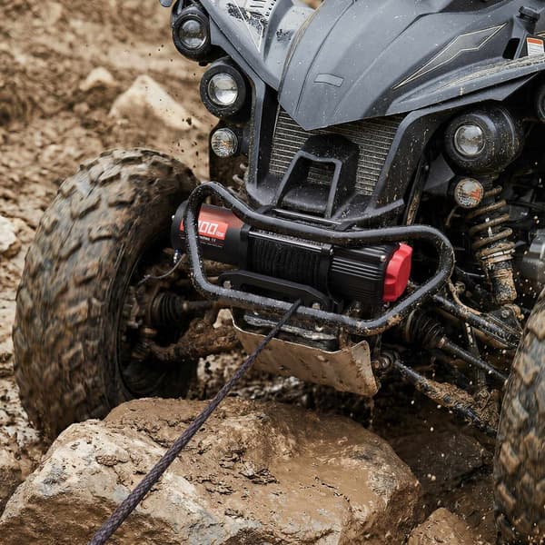 ATV/UTV elektrisk vinsch 12V, 6000 lb syntetiskt rep
