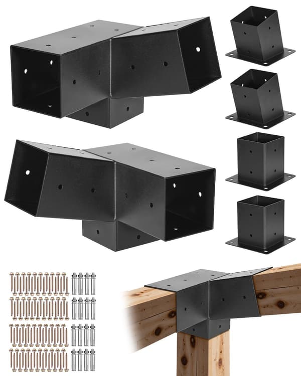 4x4 3-vägs sluttande pergolafästen med baser, 2-pack