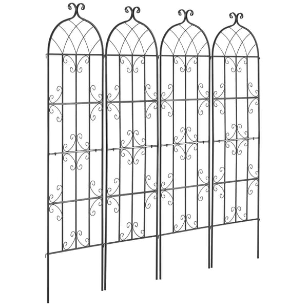 Haveespalier til klatreplanter, rustfri metal, 71 x 20 tommer, 4-pak
