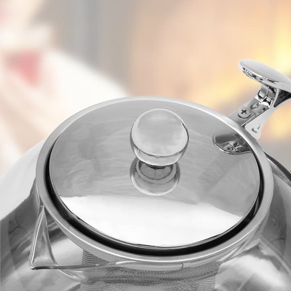 Tekande i glas og rustfrit stål med infuser, 1,2 l