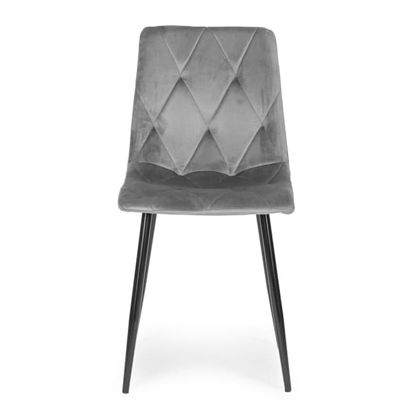 Set med 4 Quiltade Sammetsstolar för matsal och vardagsrum Grå ModernHome