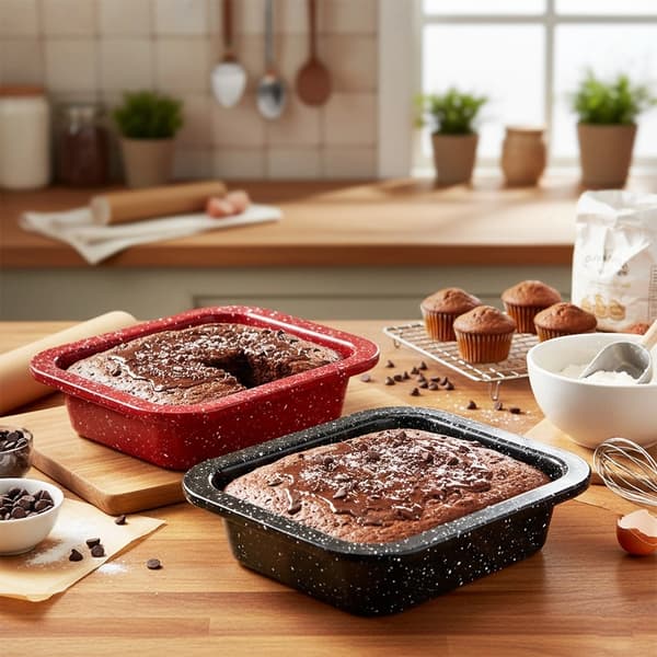 Fyrkantiga bakformar, granit non-stick, 12x12 cm, 2-pack