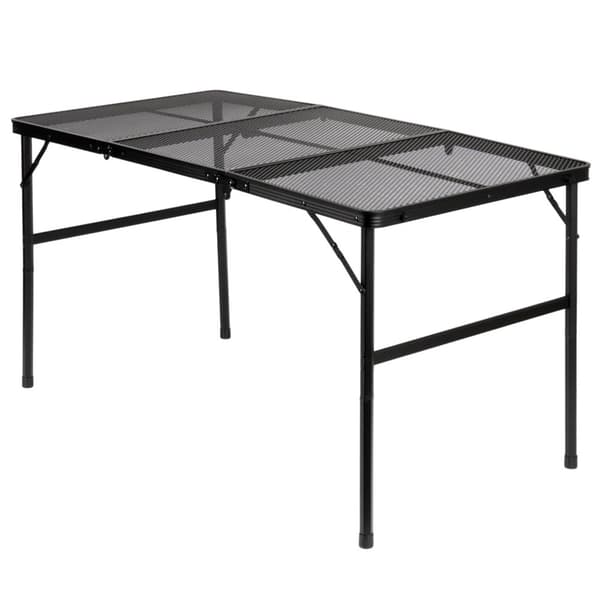 Sammenklappeligt campingbord, justerbar højde, sort, 120x60 cm