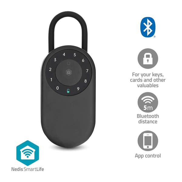 Bluetooth-nøgleboks, udendørs, IP65, sort, smart adgang