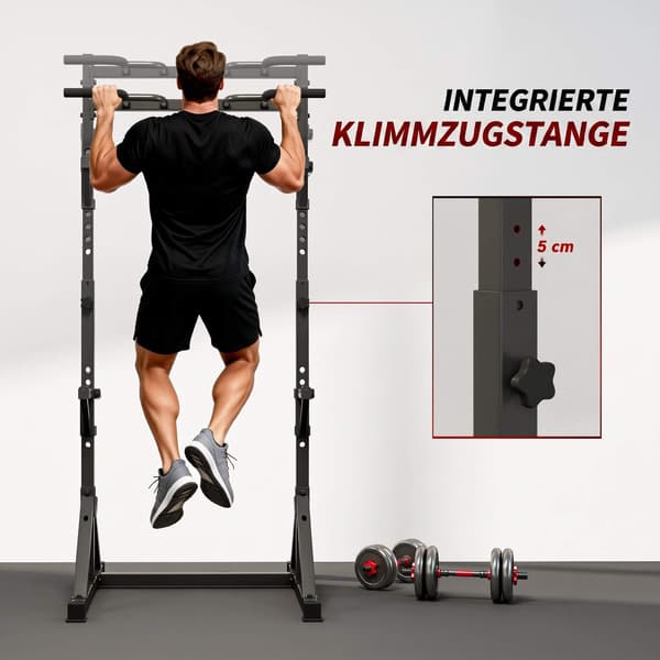 Justerbar knäböjsställning med pull-up-stång, 200 kg, svart