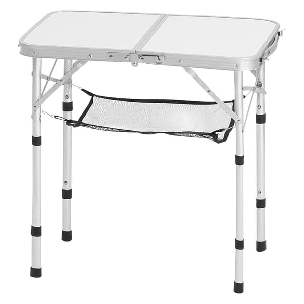 Hopfällbart campingbord, justerbar höjd, 61x40 cm, silver
