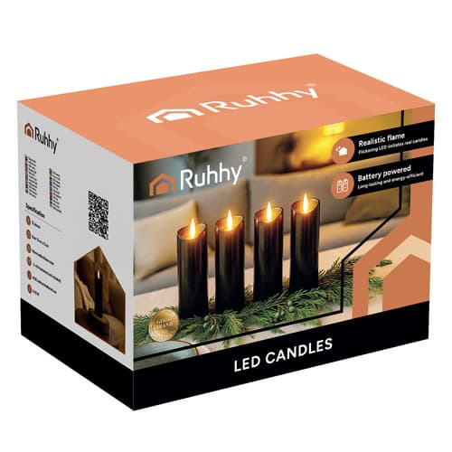 Svarta LED-ljus, 12-pack, 15 cm, flimrande flameffekt