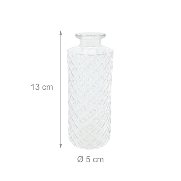 Dekorativa minivaser i glas, set om 6 – texturerad design