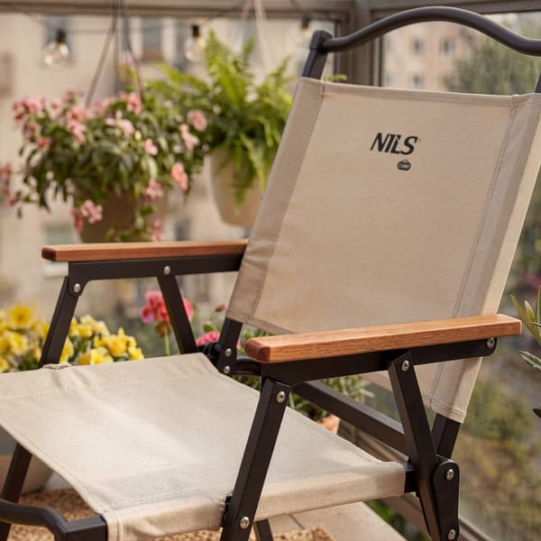 Beige klapstol, 900D polyester, jernstel
