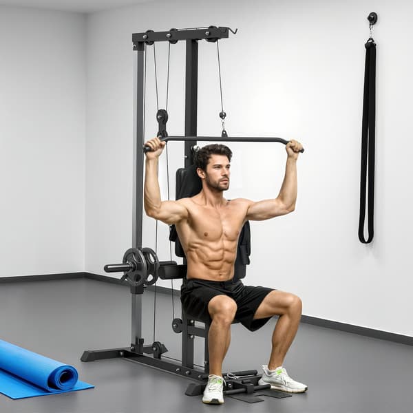 Hemmagym Lat Pulldown & Roddmaskin, Stål & Konstläder
