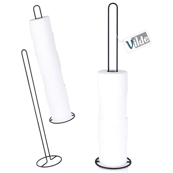 Stilfuld sort toiletpapirholder i metal