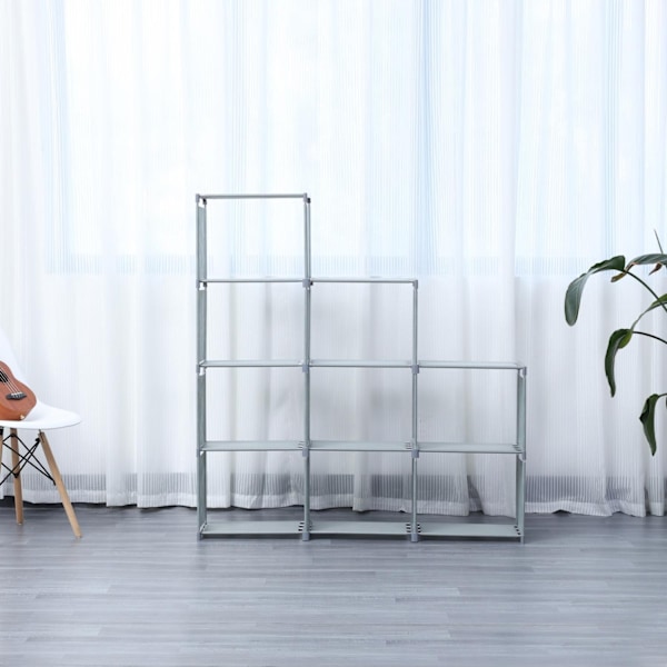 Herzberg HG-03633: 9-lags trappehylde Bogskab opbevaringsstativ (125x125cm) - Grå