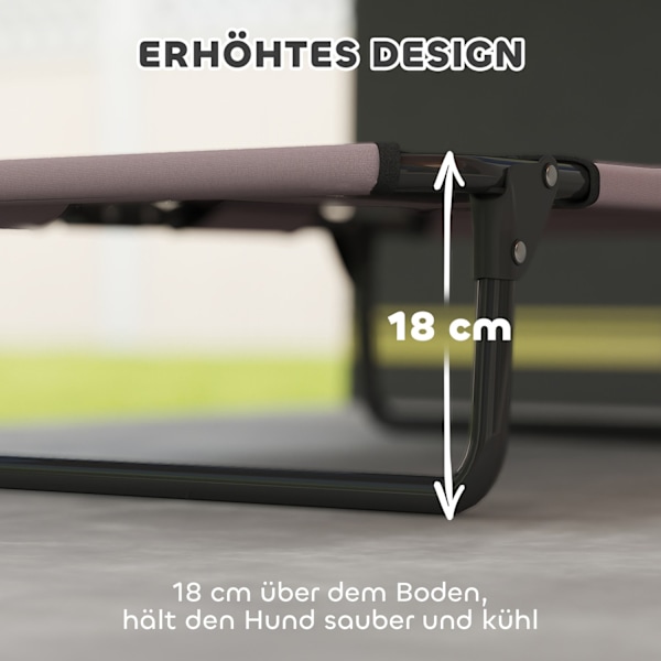 Forhøjet hundeseng Sammenklappelig kæledyrsseng Udendørs hundeseng med meshdesign Åndbar til små og mellemstore hunde Kaffe Oxford 75 x 51 x 18 cm |