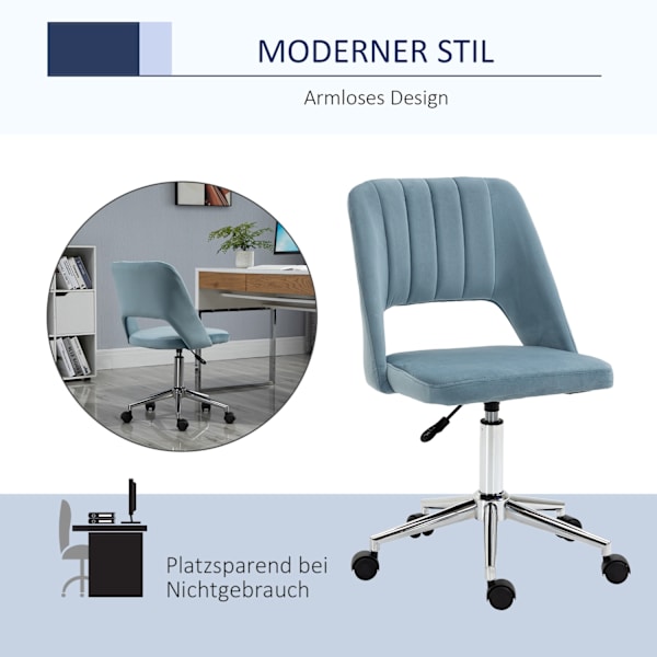 Kontorstol Drejestol Skrivebordsstol Højdejusterbar 360° Roterbar Kammusling Design Foam Velvet Polyester
