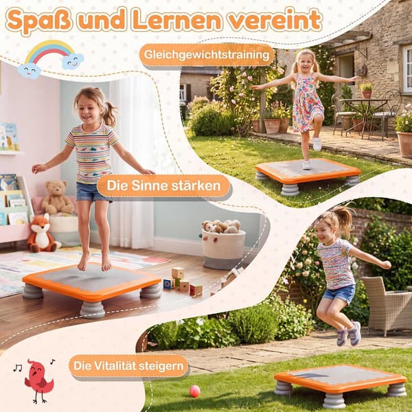 Børne mini trampolin med skridsikre underlag, orange, 25,5 tommer