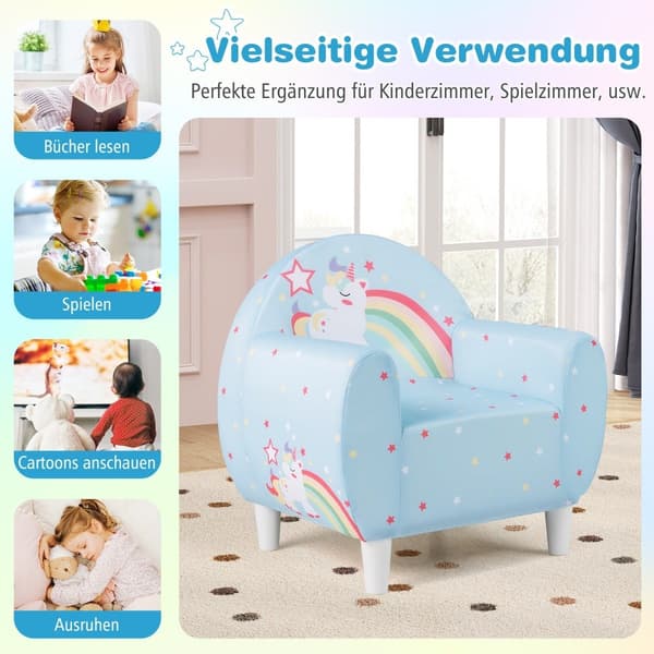 Barnsoffa med ryggstöd & armstöd, Unicorn Design