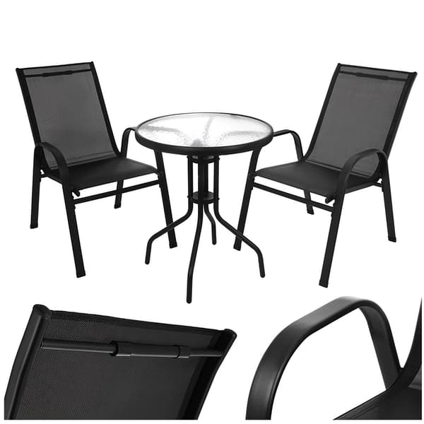 Balkongmöbelset med bord och 2 stolar, UV-resistent