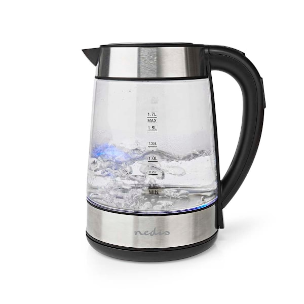 Elkedel | 1.7 l | Glas | Gennemsigtig | 60,70,80,90,100 °C | Temperaturindikator | Drejelig 360 grader | Skjult varmeelement | Strix®-controller | Bes