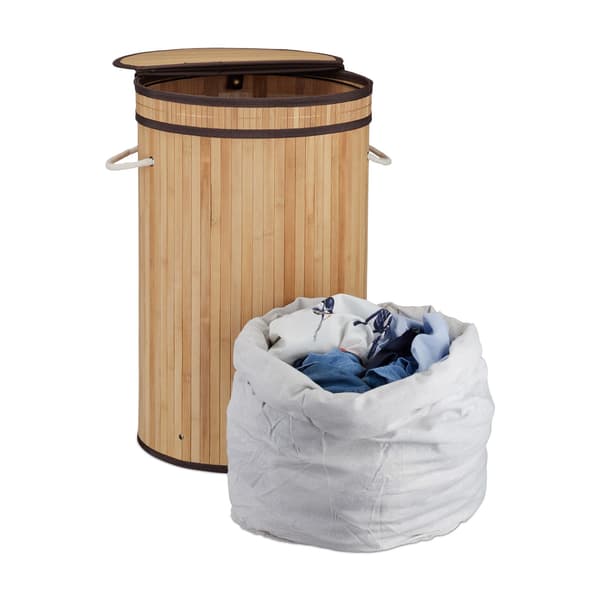 Tvättkorg i bambu med lock