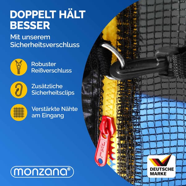 Trampolinsikkerhedsnet 2,4 m, rivefast, sort