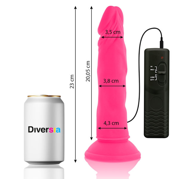 Diversia - Flexibel Vibrerande Dildo Rosa 23 Cm -O- 4,3 Cm