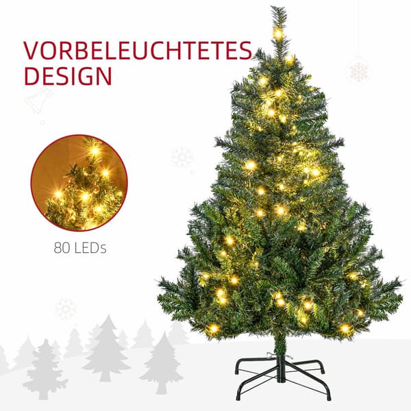 Kunstigt juletræ med LED'er, 120 cm, Grøn