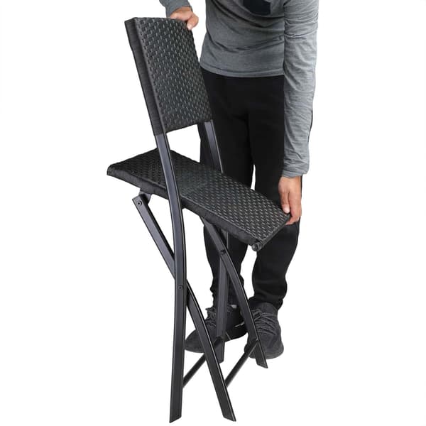 Polyrattan klapstole, 2-pak, sort, udendørs/indendørs brug