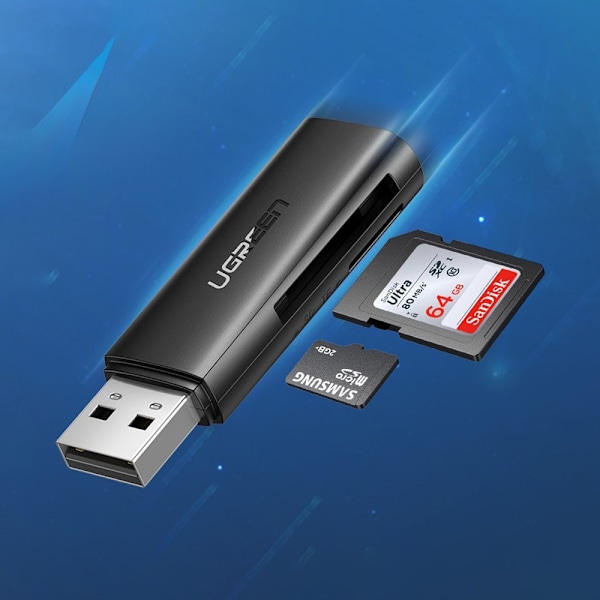 SD TF minneskortläsare för dator USB 3.0 svart