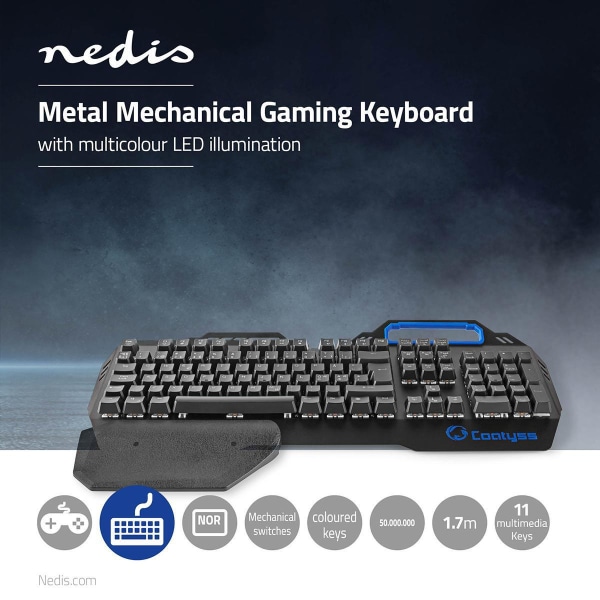 Wired Gaming Keyboard | USB | Mekaniske Taster | RGB | Nordisk | ND layout | USB Drevet | Strømkabellængde: 1.70 m | Gaming