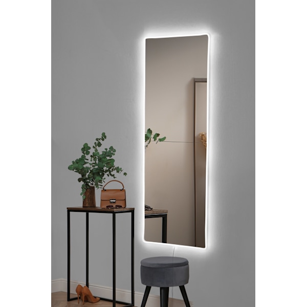 Spegel med Led Belysning Rektangulär - 40 x 120 cm - Vit