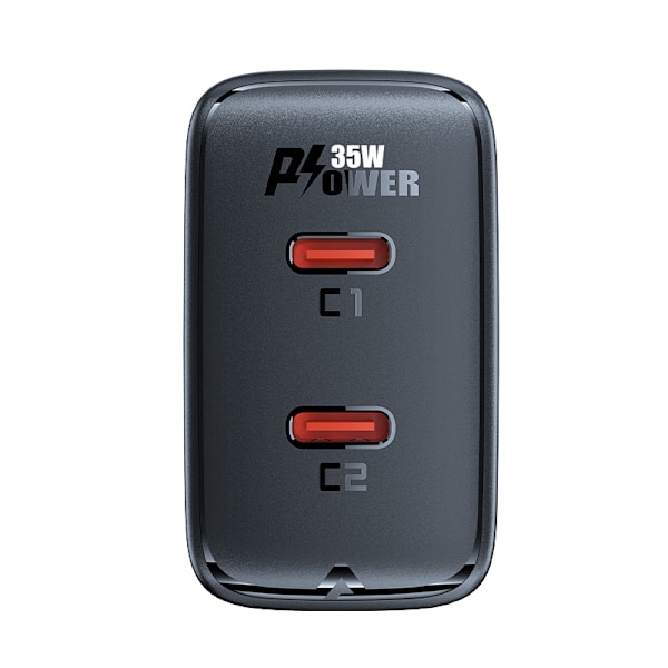 Snabb GaN 35W PD laddare 2x USB-C svart