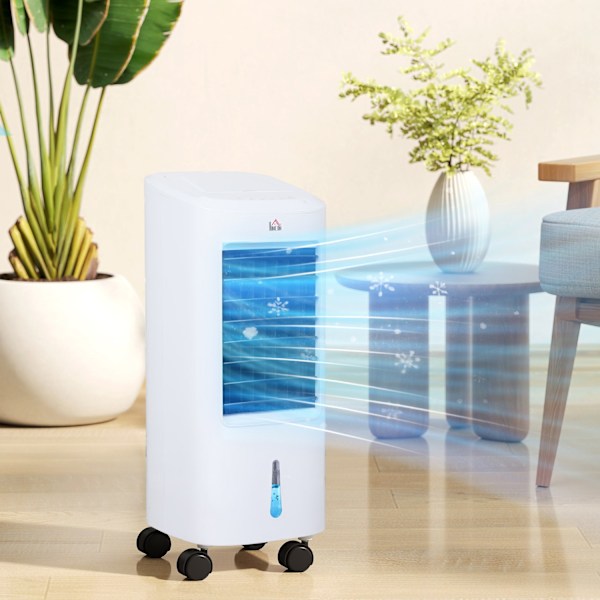 3 i 1 mobil luftkonditionering med befuktning Vattenkylning, automatisk oscillerande 7L luftkonditionering med 7,5h timer, 3 hastigheter 65W luftkylar