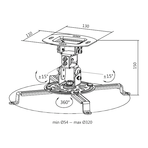 Projektorfäste Universal 150mm