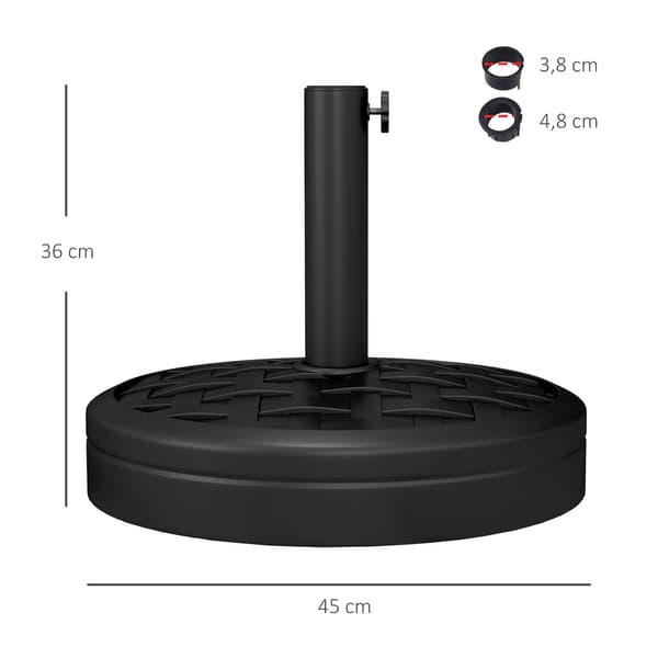 Parasolfod, HDPE med beton, passer til 32-48 mm stænger