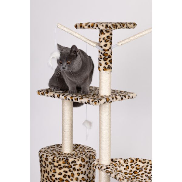 Kattskrapa, hus, träd, säng, 138cm xl, Panther