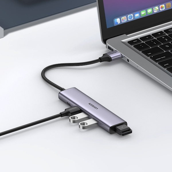 USB HUB port splitter - 4x USB 3.0, grå