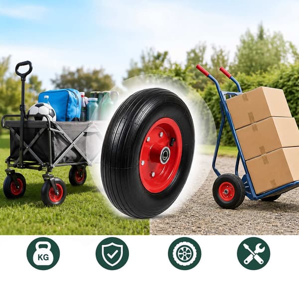 Täyskumiset kottikärrypyörät, 4.00-6, 2 kpl:n sarja