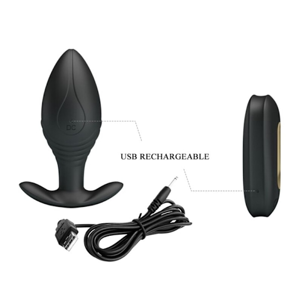 Pretty Love - Regina Anal Plug Rechargeable Vibrator Svart