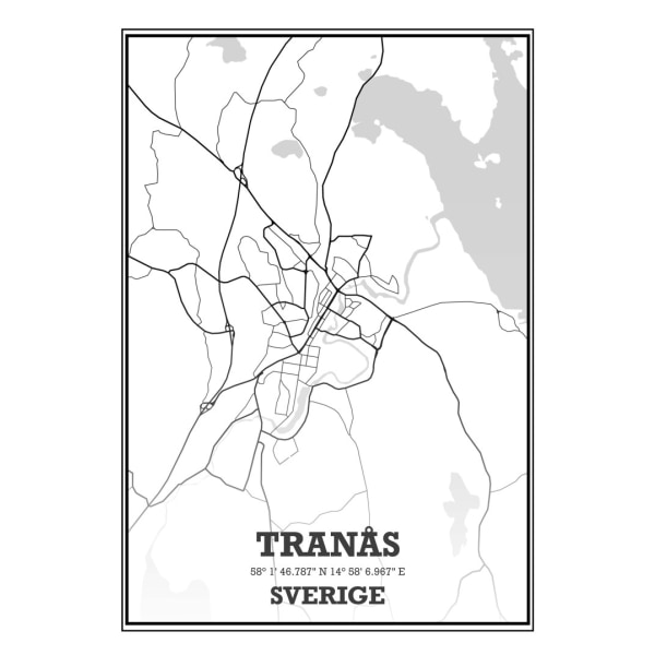 Tranås Stad Karta Poster - 50x70 cm