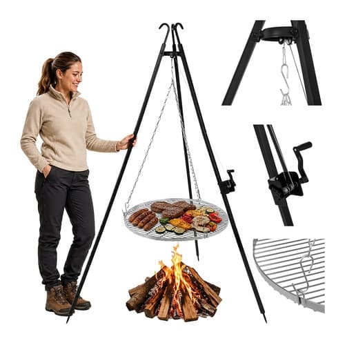 Tripod Havegrill – 70 cm rist i rustfrit stål