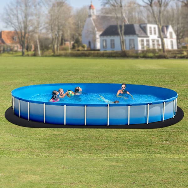 Oval poolmatta 3,5 x 7,5 m, geotextilmatta
