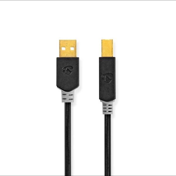 USB-kabel | USB 2.0 | USB-A Hane | USB-B Hane | 480 Mbps | Guldp
